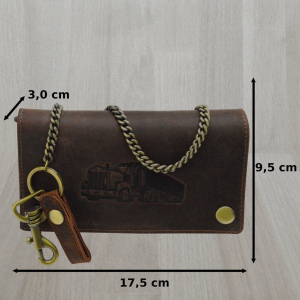 Leder nature "Wild" TRUCKER Portemonnaie mit Hosenkette braun